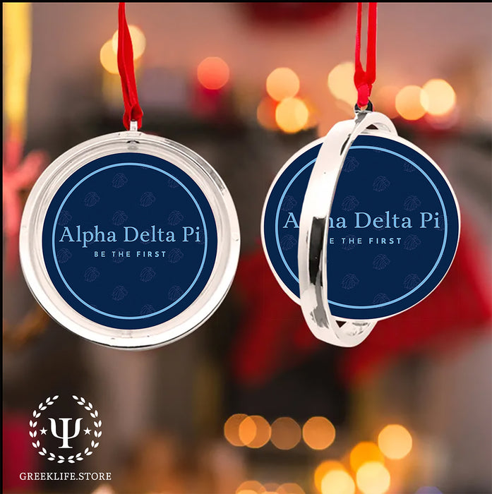 Alpha Delta Pi Christmas Reversible Flat Round Ornament