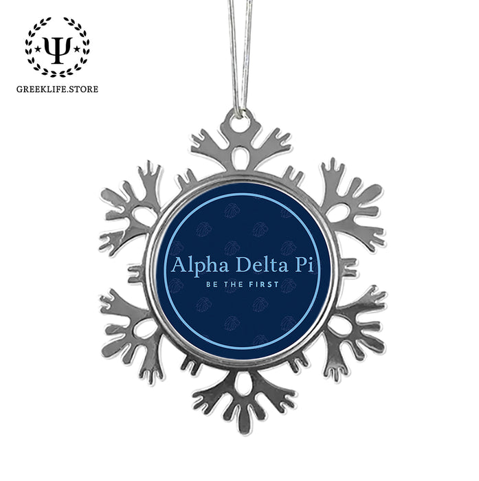 Alpha Delta Pi Christmas Ornament - Snowflake Metal
