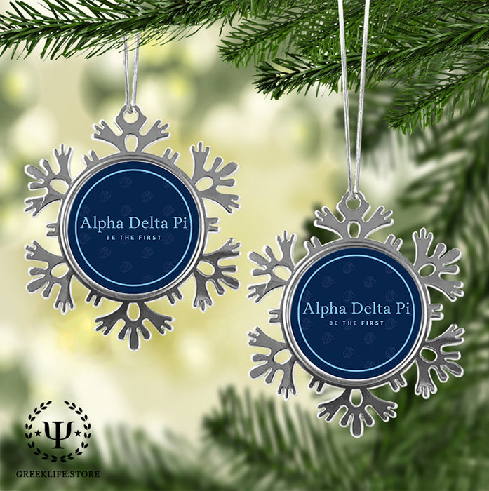 Alpha Delta Pi Christmas Ornament - Snowflake Metal