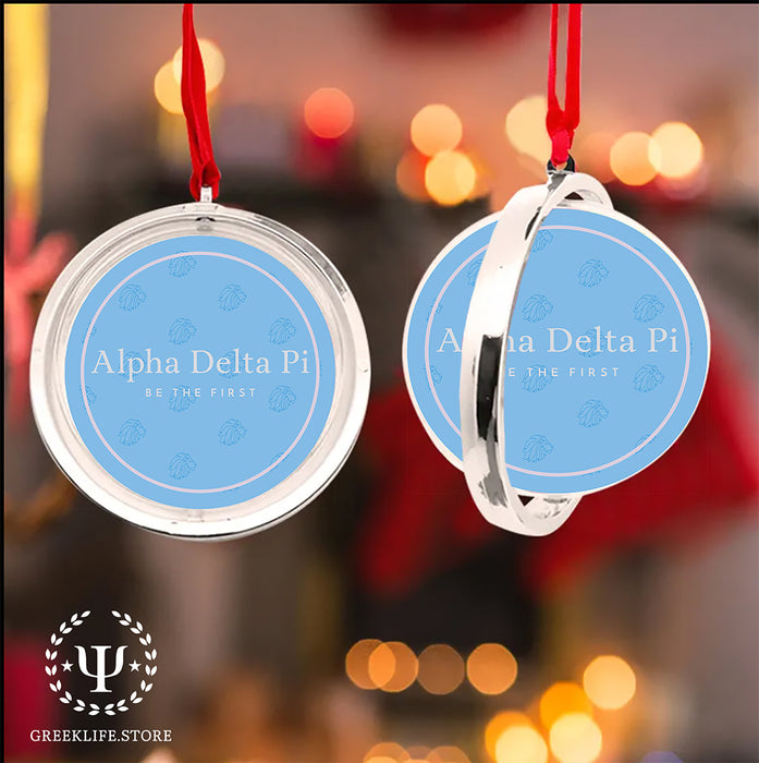 Alpha Delta Pi Christmas Reversible Flat Round Ornament