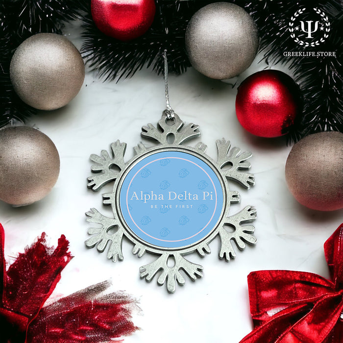 Alpha Delta Pi Christmas Ornament - Snowflake Metal