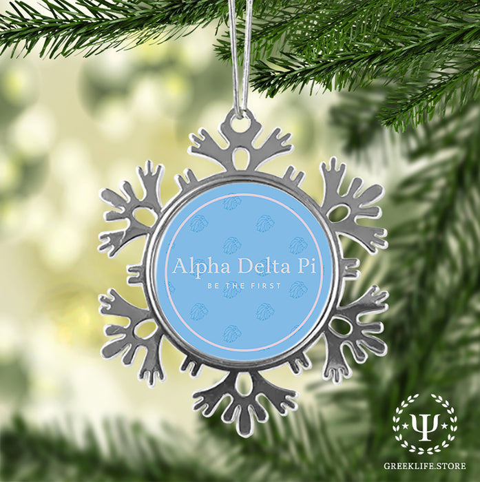 Alpha Delta Pi Christmas Ornament - Snowflake Metal