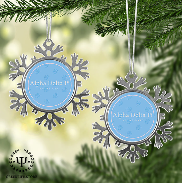 Alpha Delta Pi Christmas Ornament - Snowflake Metal