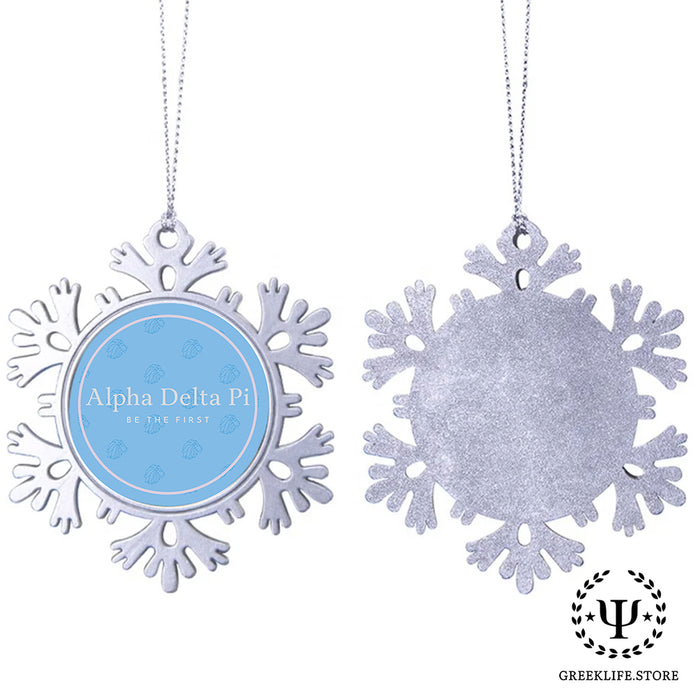 Alpha Delta Pi Christmas Ornament - Snowflake Metal