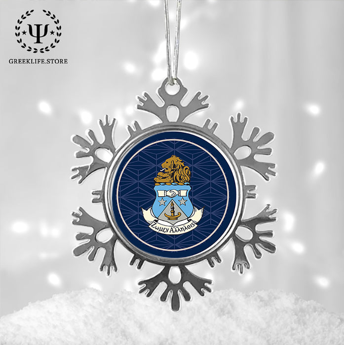 Alpha Delta Pi Christmas Ornament - Snowflake Metal
