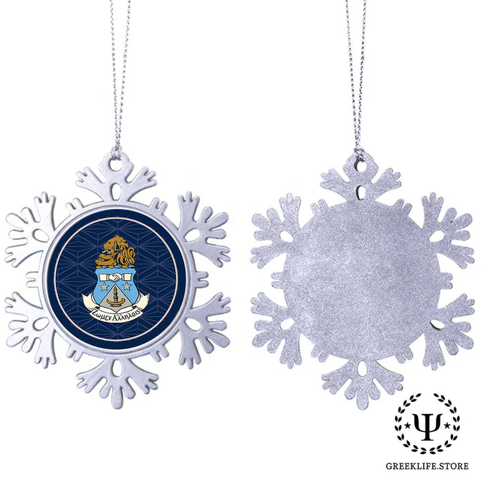 Alpha Delta Pi Christmas Ornament - Snowflake Metal