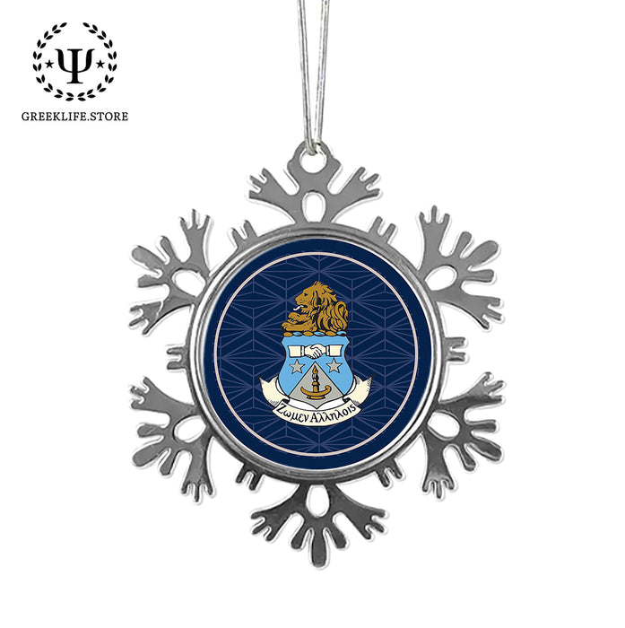 Alpha Delta Pi Christmas Ornament - Snowflake Metal