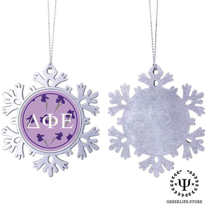 Delta Phi Epsilon Christmas Ornament - Snowflake Metal