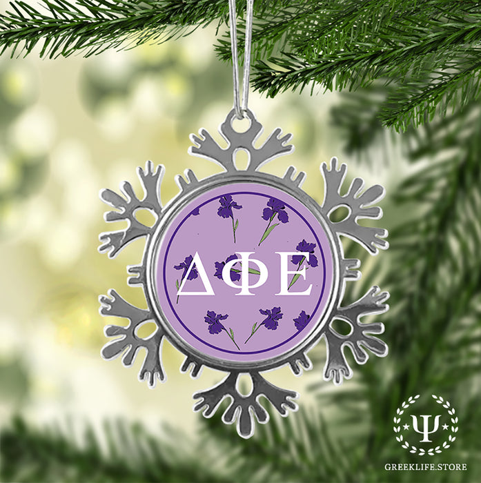 Delta Phi Epsilon Christmas Ornament - Snowflake Metal