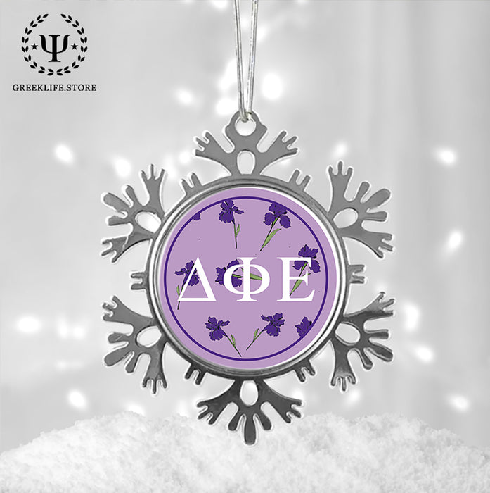 Delta Phi Epsilon Christmas Ornament - Snowflake Metal