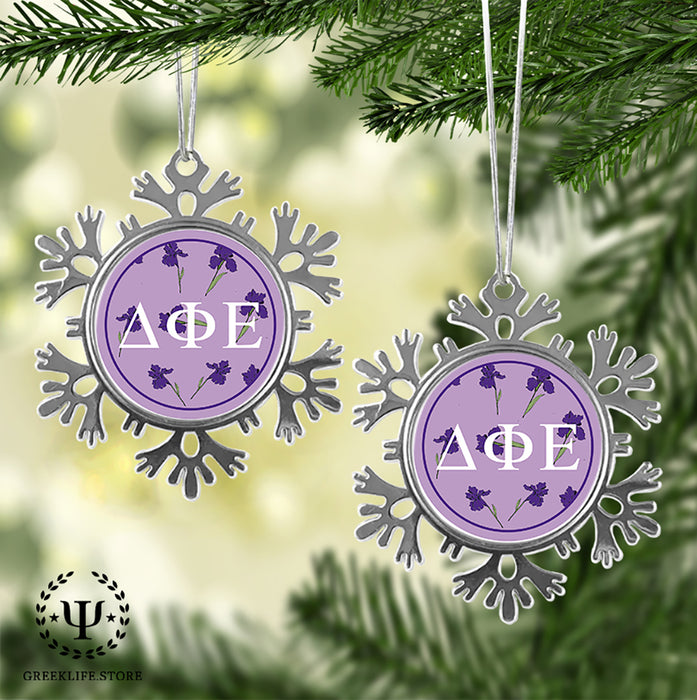 Delta Phi Epsilon Christmas Ornament - Snowflake Metal