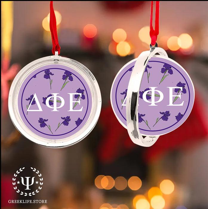 Delta Phi Epsilon Christmas Reversible Flat Round Ornament