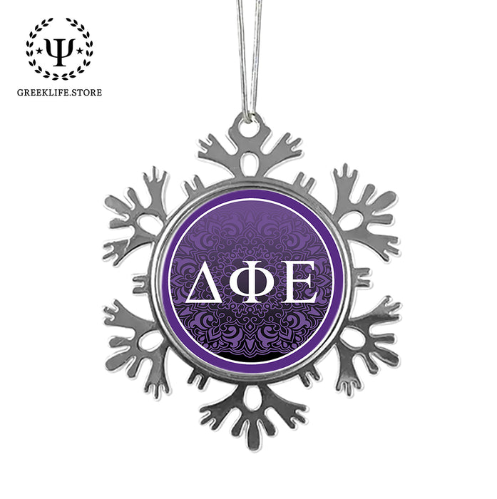 Delta Phi Epsilon Christmas Ornament - Snowflake Metal