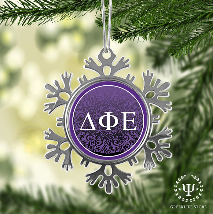Delta Phi Epsilon Christmas Ornament - Snowflake Metal