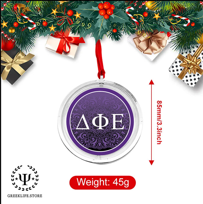 Delta Phi Epsilon Christmas Reversible Flat Round Ornament