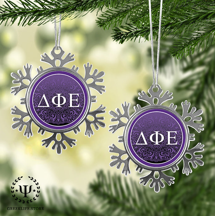 Delta Phi Epsilon Christmas Ornament - Snowflake Metal
