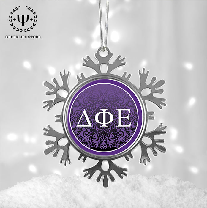 Delta Phi Epsilon Christmas Ornament - Snowflake Metal