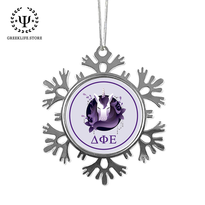 Delta Phi Epsilon Christmas Ornament - Snowflake Metal