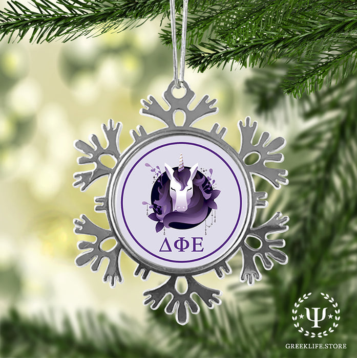Delta Phi Epsilon Christmas Ornament - Snowflake Metal