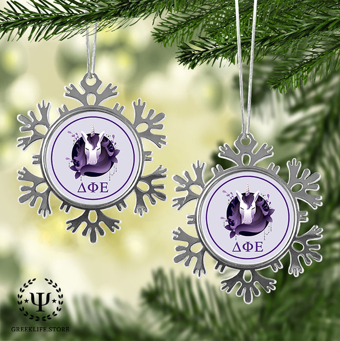 Delta Phi Epsilon Christmas Ornament - Snowflake Metal