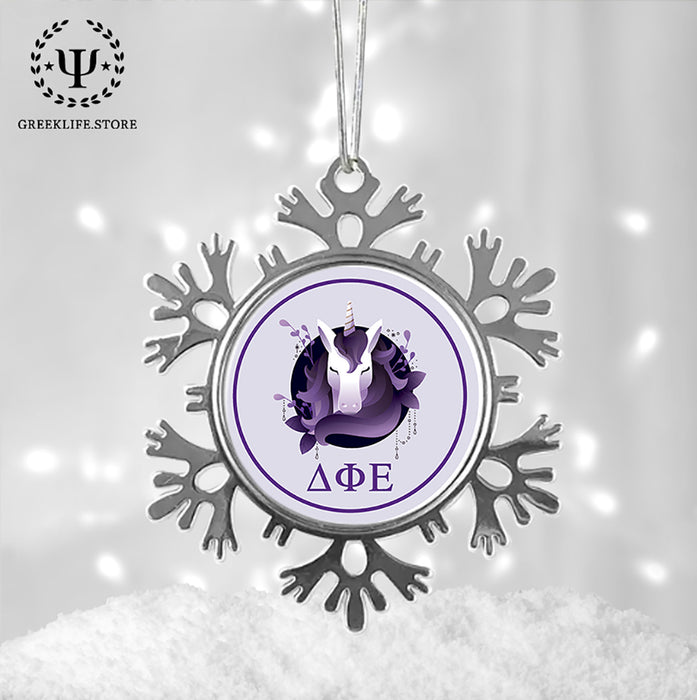 Delta Phi Epsilon Christmas Ornament - Snowflake Metal