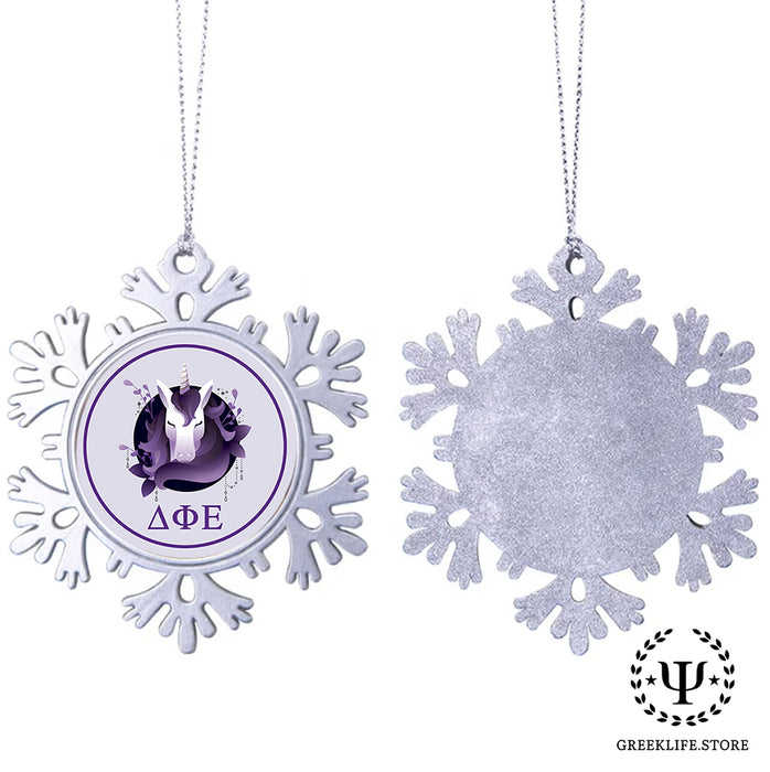 Delta Phi Epsilon Christmas Ornament - Snowflake Metal