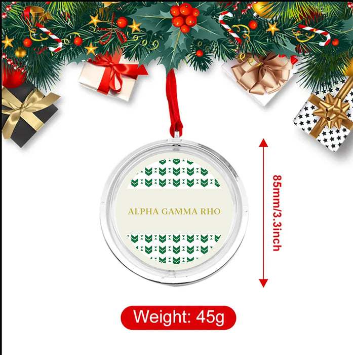 Alpha Gamma Rho Christmas Reversible Flat Round Ornament