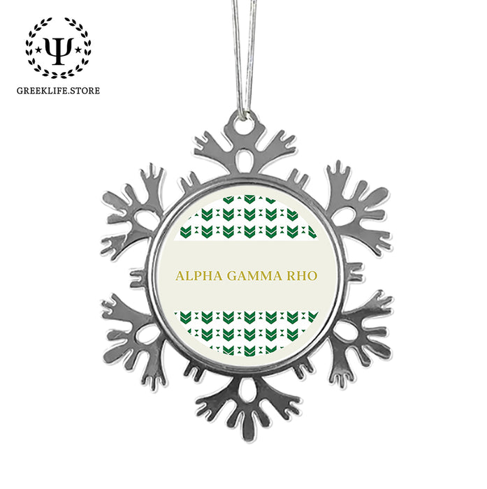Alpha Gamma Rho Christmas Ornament - Snowflake Metal