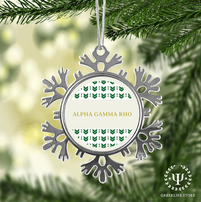 Alpha Gamma Rho Christmas Ornament - Snowflake Metal