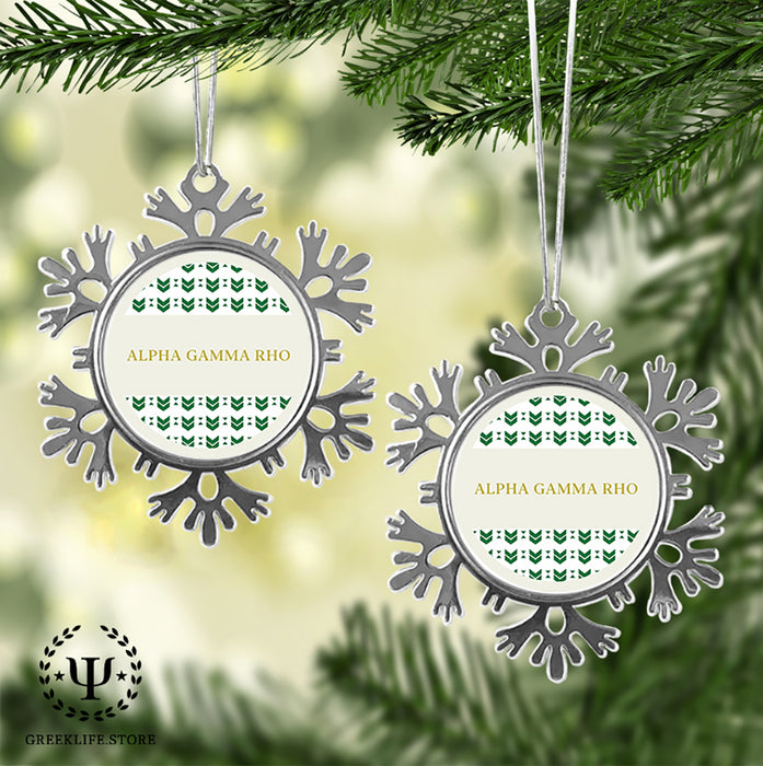 Alpha Gamma Rho Christmas Ornament - Snowflake Metal