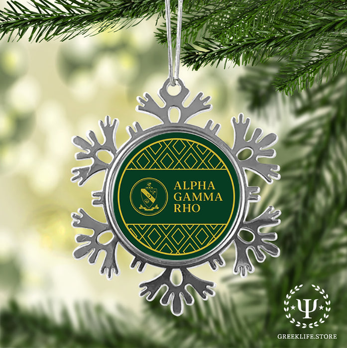 Alpha Gamma Rho Christmas Ornament - Snowflake Metal