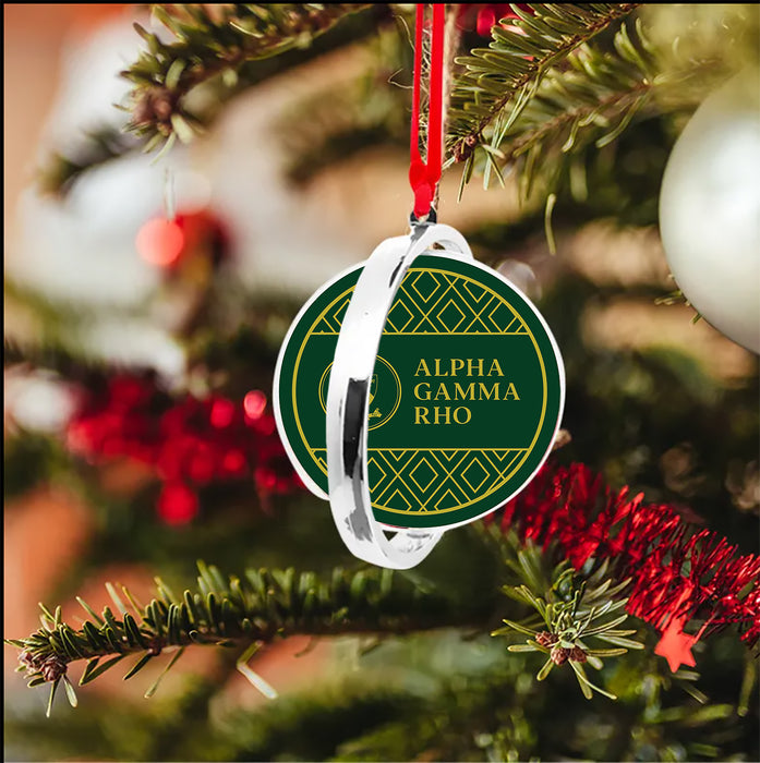 Alpha Gamma Rho Christmas Reversible Flat Round Ornament