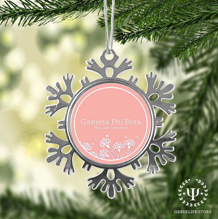 Gamma Phi Beta Christmas Ornament - Snowflake Metal