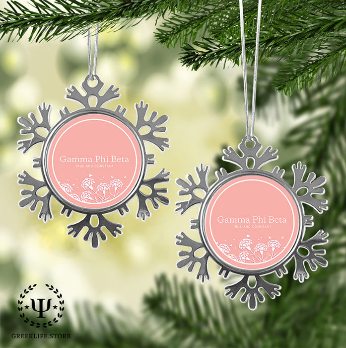 Gamma Phi Beta Christmas Ornament - Snowflake Metal