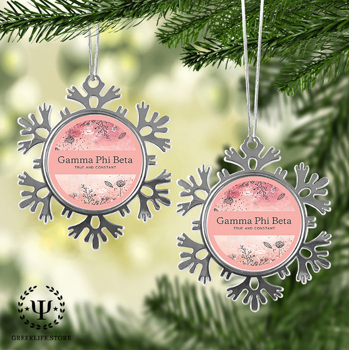 Gamma Phi Beta Christmas Ornament - Snowflake Metal