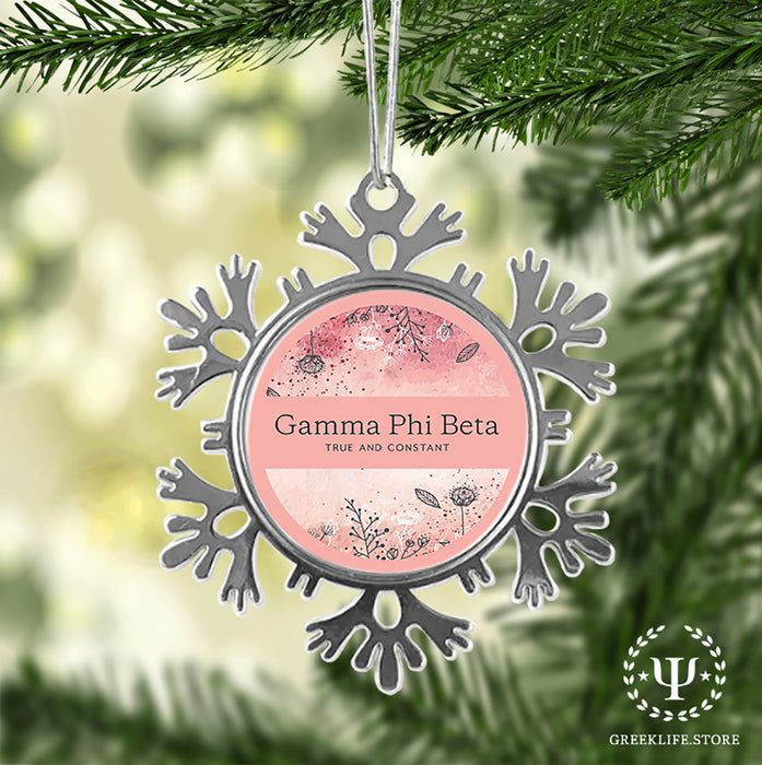 Gamma Phi Beta Christmas Ornament - Snowflake Metal