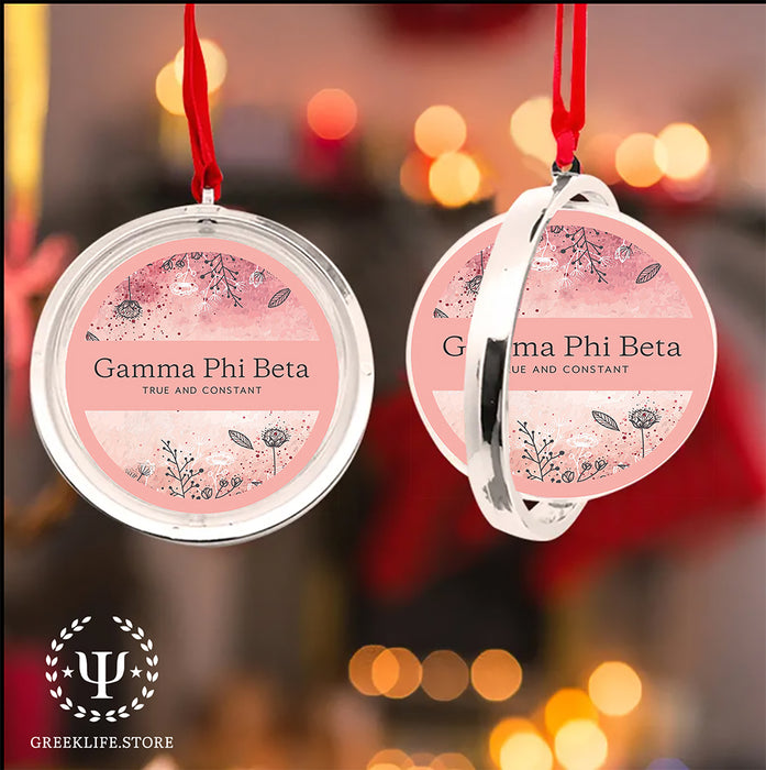 Gamma Phi Beta Christmas Reversible Flat Round Ornament