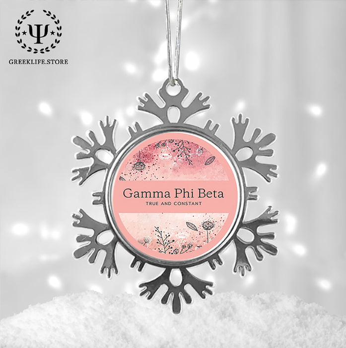 Gamma Phi Beta Christmas Ornament - Snowflake Metal