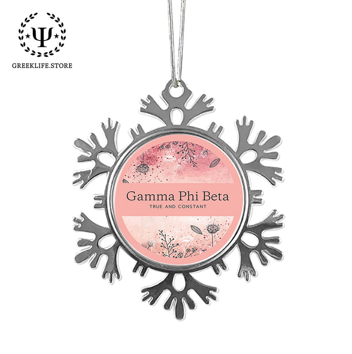 Gamma Phi Beta Christmas Ornament - Snowflake Metal