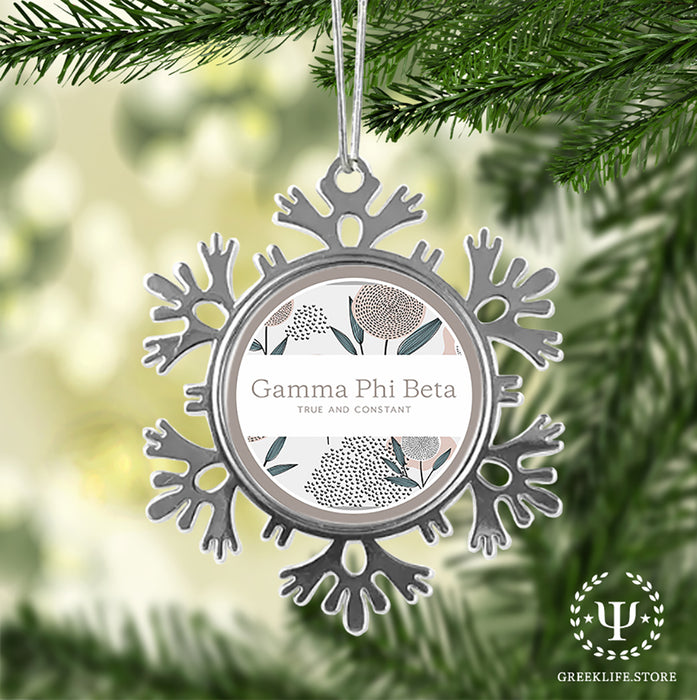Gamma Phi Beta Christmas Ornament - Snowflake Metal