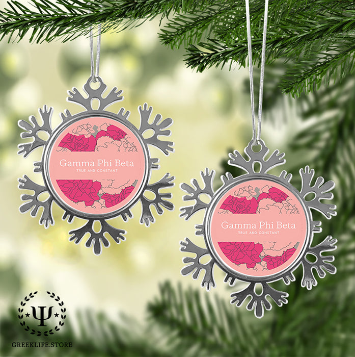 Gamma Phi Beta Christmas Ornament - Snowflake Metal