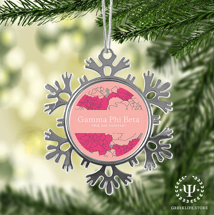 Gamma Phi Beta Christmas Ornament - Snowflake Metal