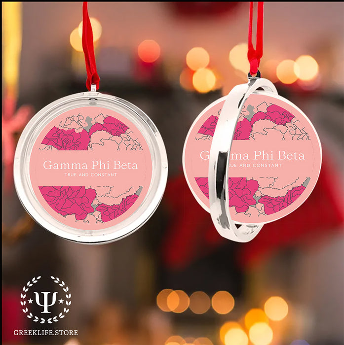 Gamma Phi Beta Christmas Reversible Flat Round Ornament