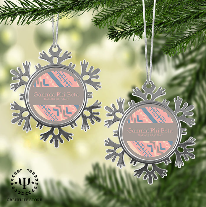 Gamma Phi Beta Christmas Ornament - Snowflake Metal