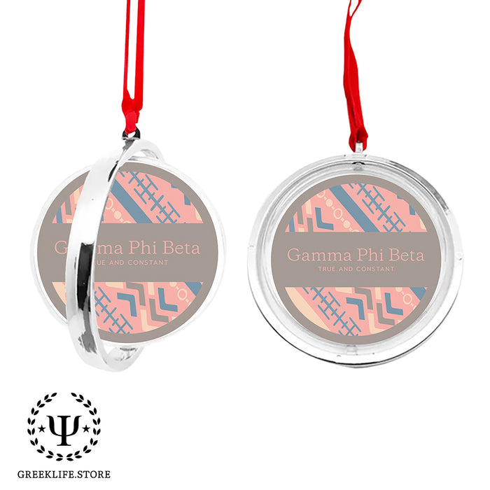 Gamma Phi Beta Christmas Reversible Flat Round Ornament