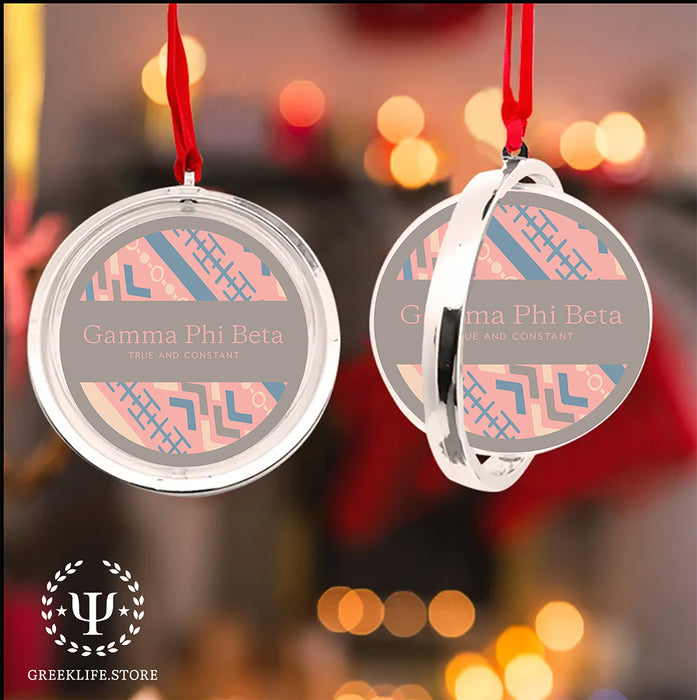 Gamma Phi Beta Christmas Reversible Flat Round Ornament