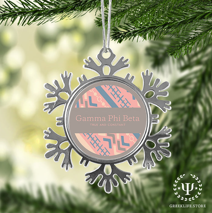 Gamma Phi Beta Christmas Ornament - Snowflake Metal