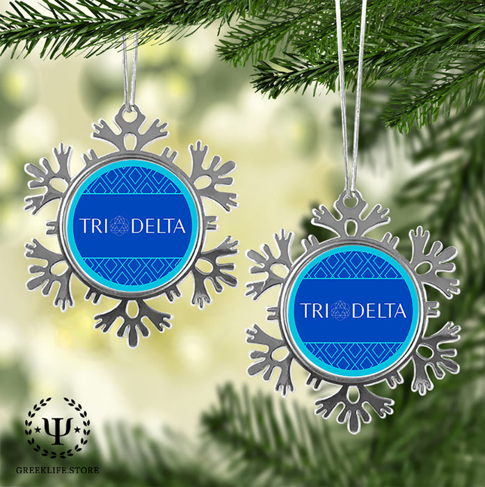 Delta Delta Delta Christmas Ornament - Snowflake Metal