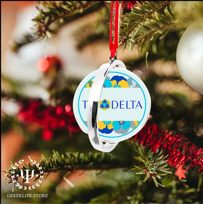 Delta Delta Delta Christmas Reversible Flat Round Ornament
