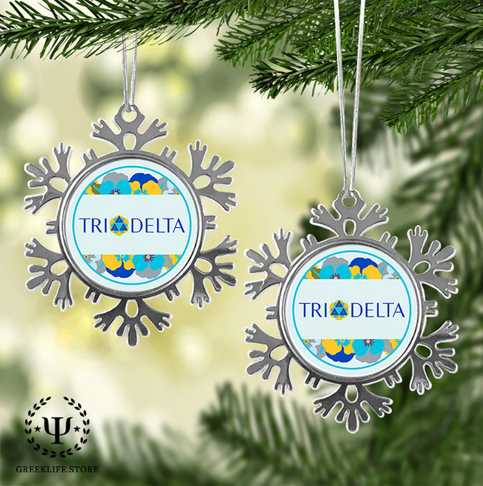 Delta Delta Delta Christmas Ornament - Snowflake Metal